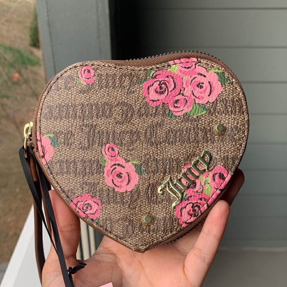 Pink & Brown Juicy Couture Heart Shaped Coin Purse